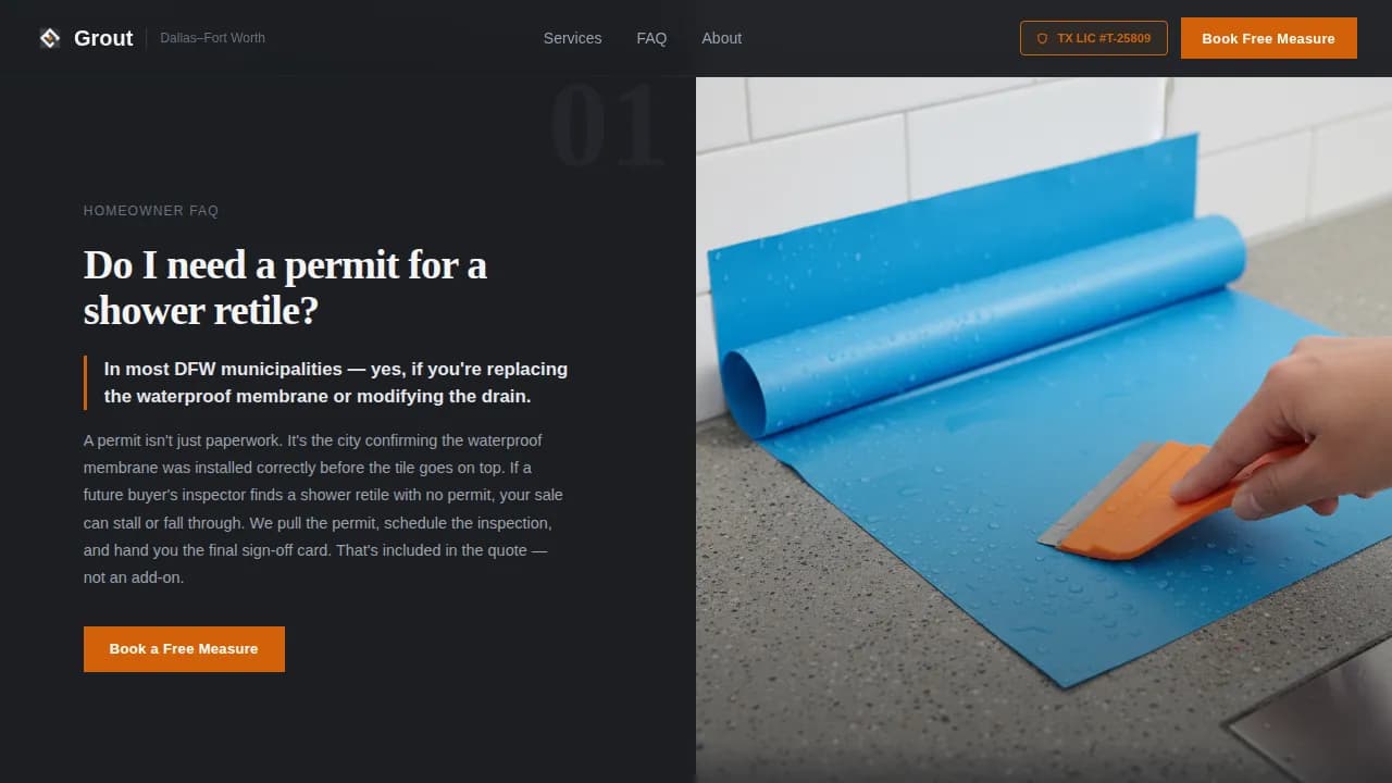 Grout — Professional Tile Installer Landing Page Template