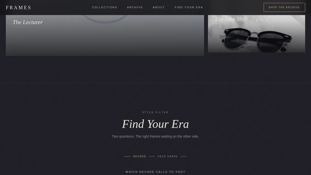 Optic — Vintage Eyewear Collection Landing Page Template