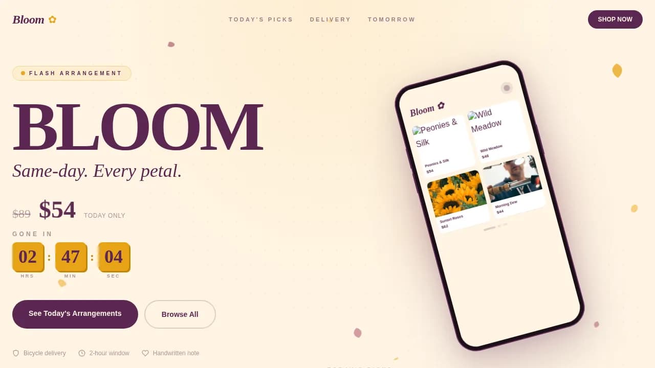 Bloom — Elegant Florist Landing Page Template