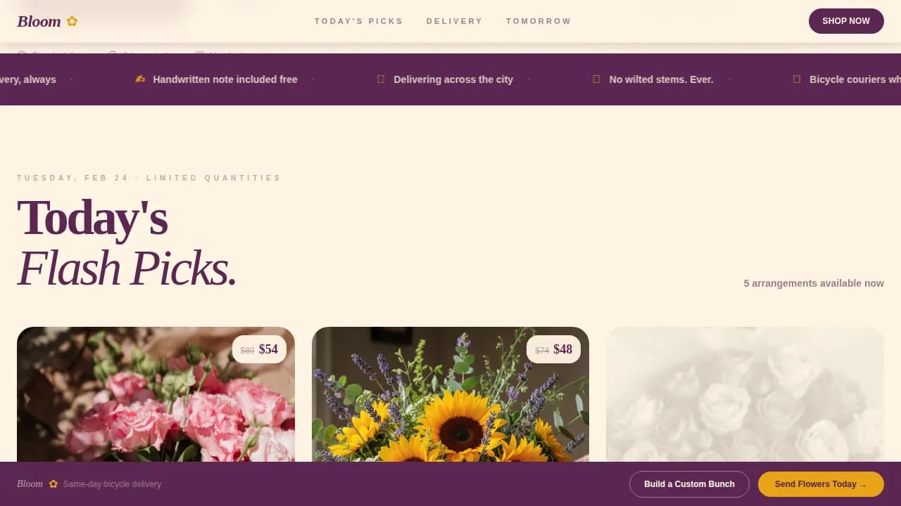 Bloom — Elegant Florist Landing Page Template