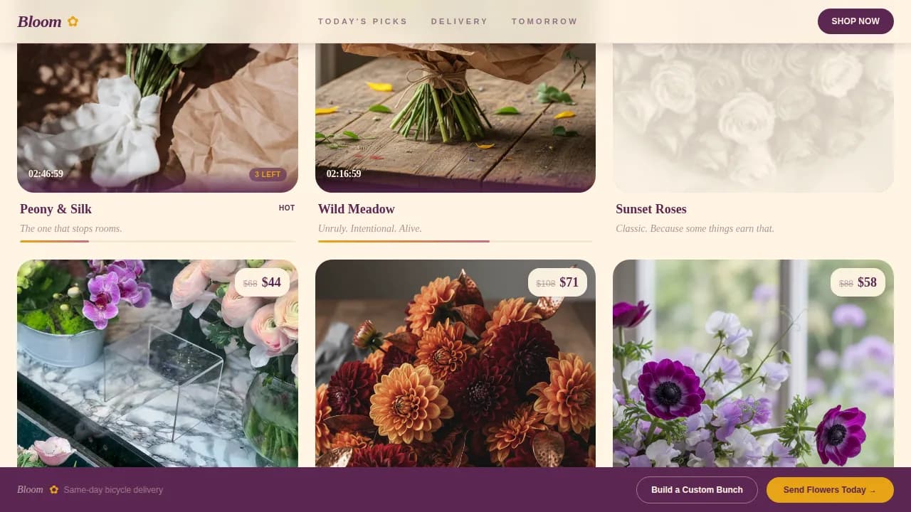Bloom — Elegant Florist Landing Page Template