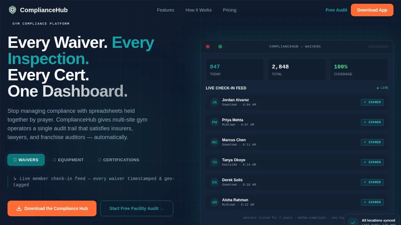 Safeguard — Fitness Facility Risk Management Landing Page Template