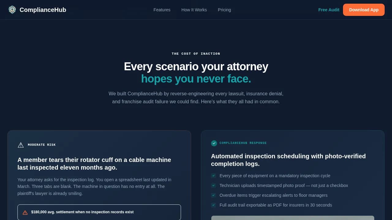Safeguard — Fitness Facility Risk Management Landing Page Template