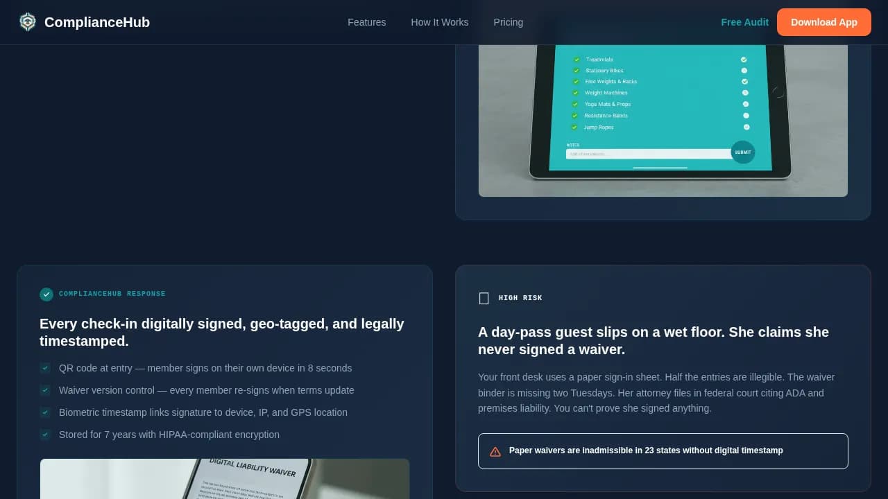Safeguard — Fitness Facility Risk Management Landing Page Template
