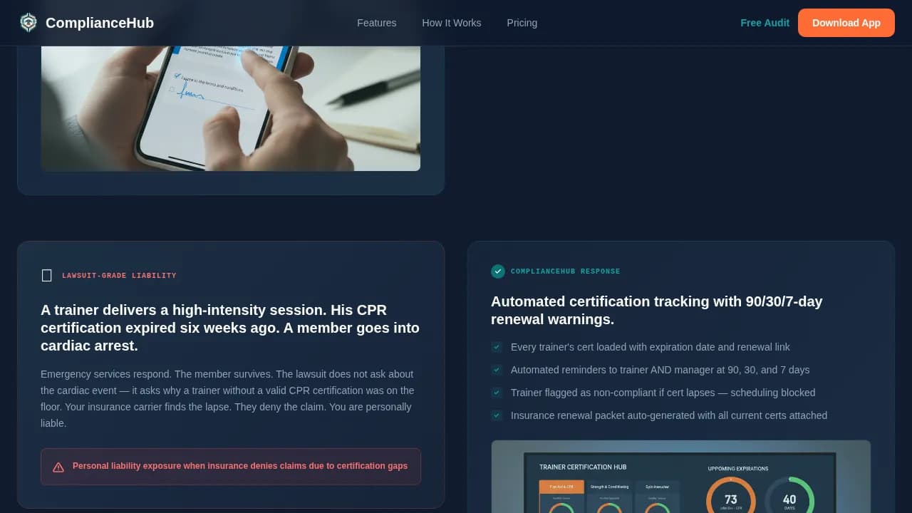 Safeguard — Fitness Facility Risk Management Landing Page Template