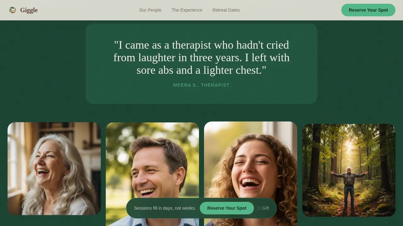 Elevate — Immersive Laughter Yoga Landing Page Template