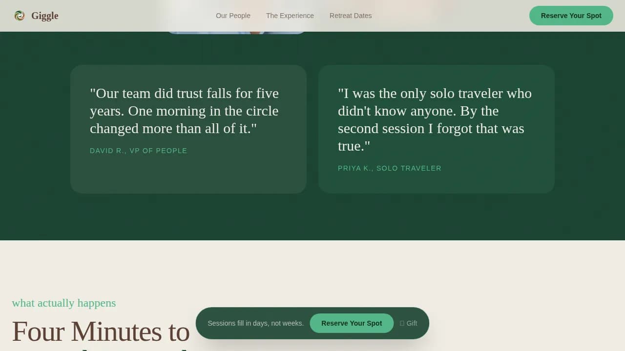 Elevate — Immersive Laughter Yoga Landing Page Template