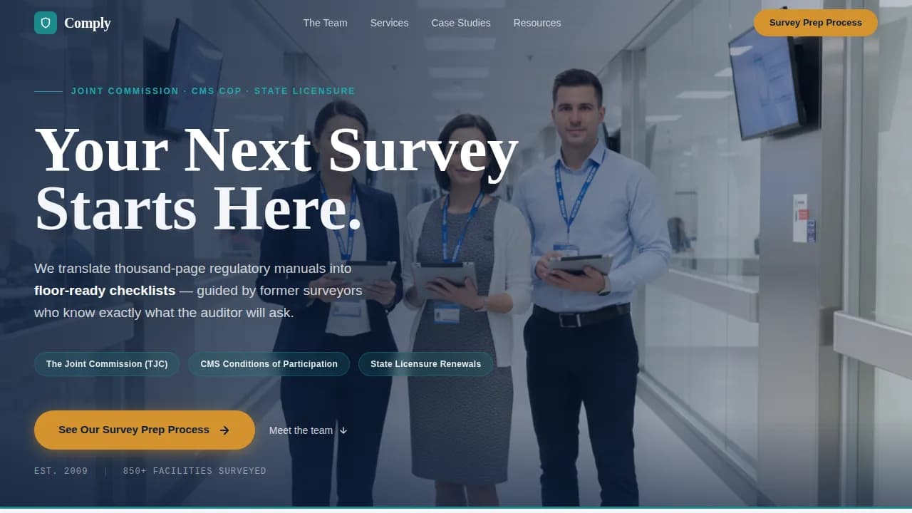Comply — Authoritative Compliance Survey Landing Page Template