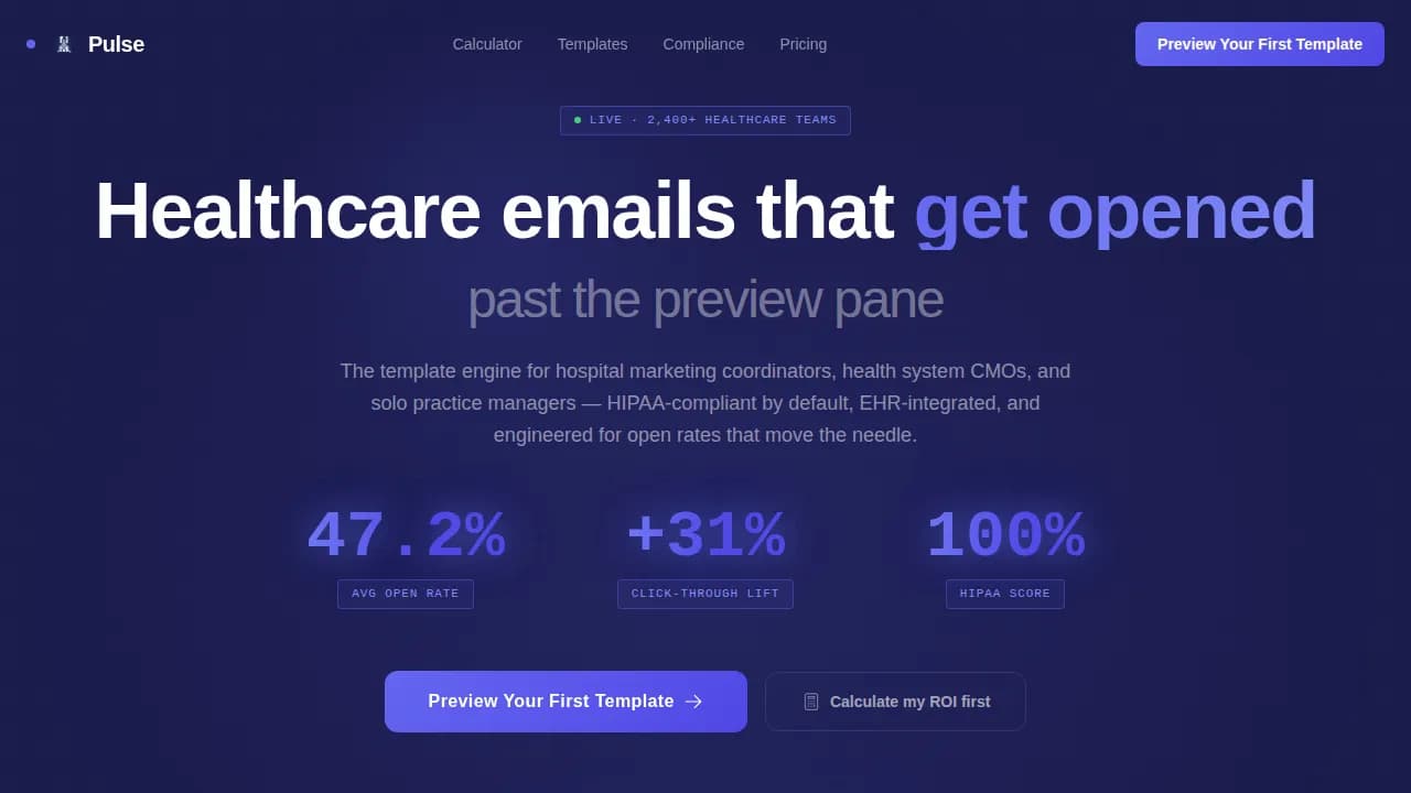 Vitals — Real-Time Healthcare Newsletter Landing Page Template