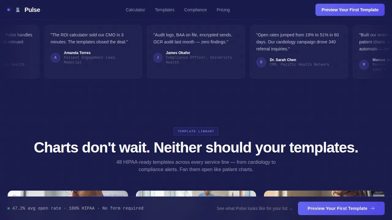 Vitals — Real-Time Healthcare Newsletter Landing Page Template