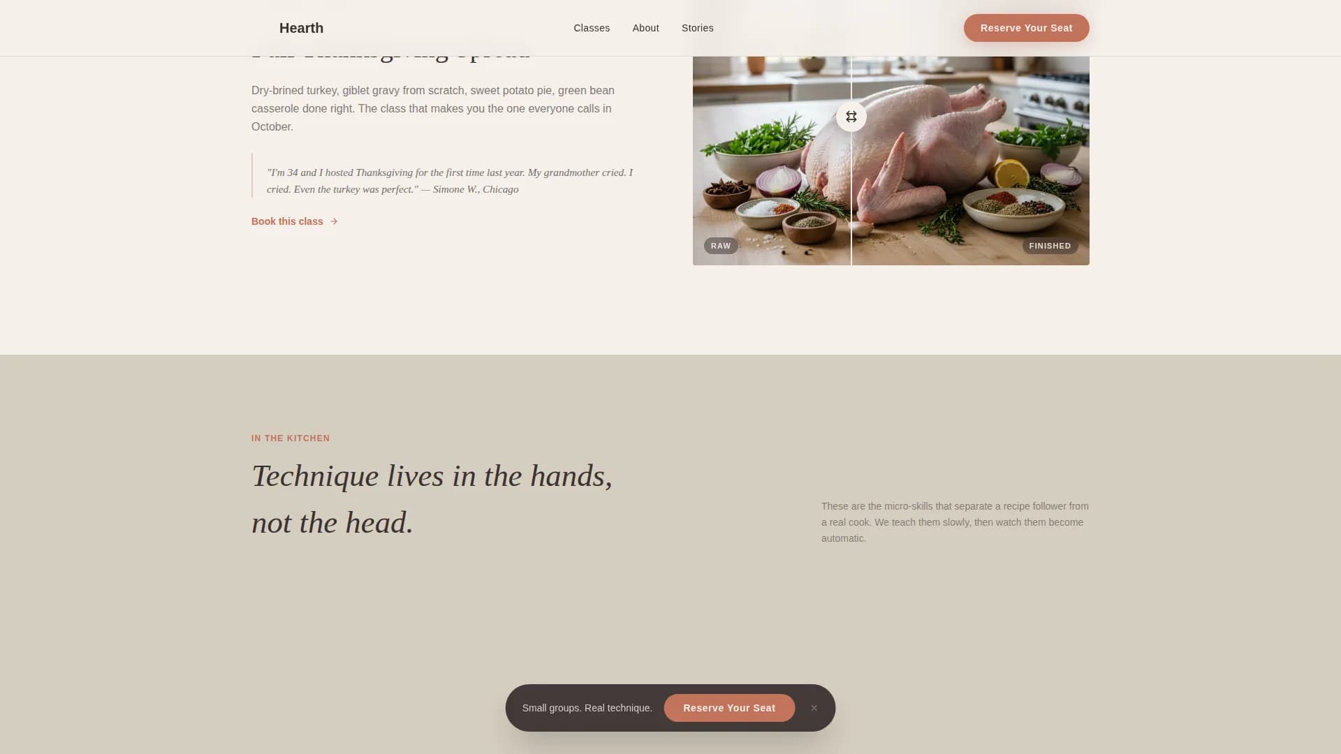 Kitchen — Artisan Cooking Workshop Landing Page Template