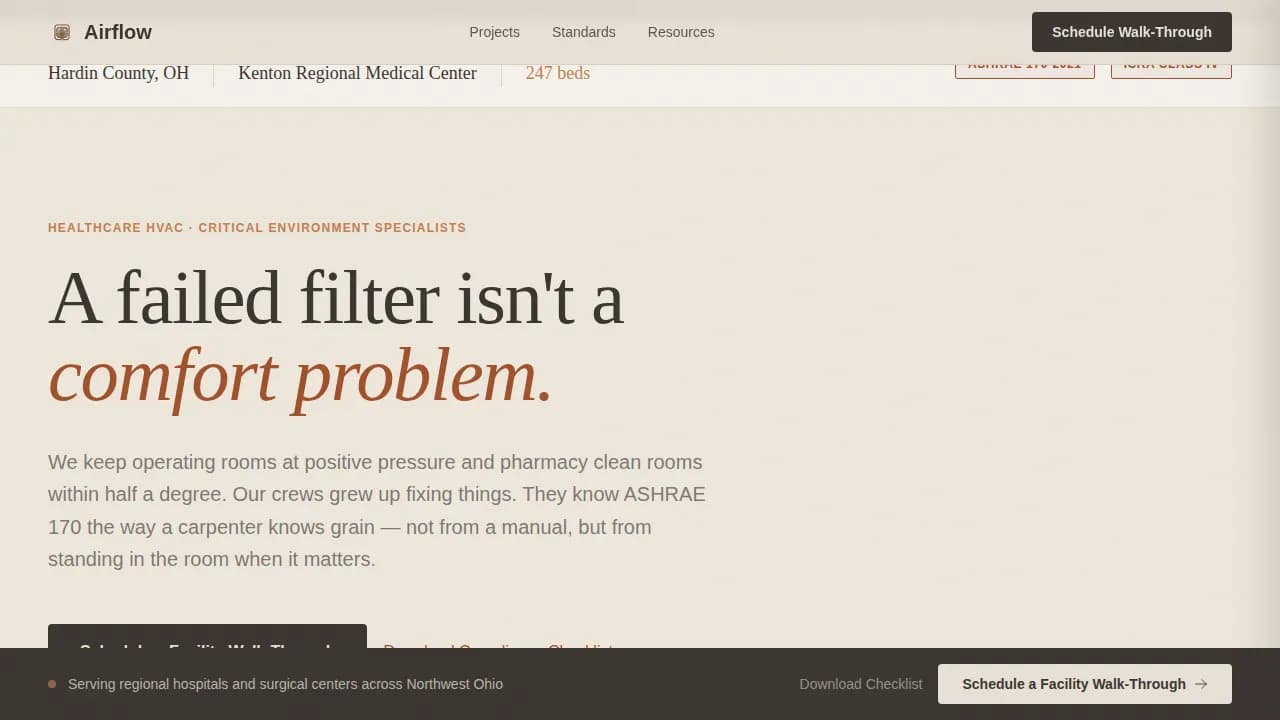 Airflow - Trusted Healthcare HVAC Contractor Landing Page Template