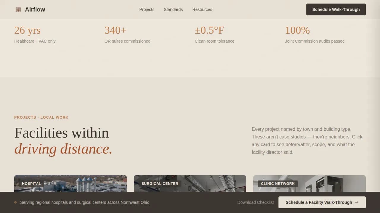 Airflow - Trusted Healthcare HVAC Contractor Landing Page Template