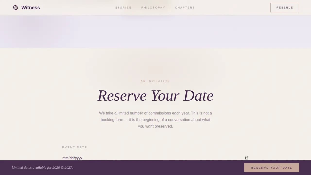Wedding Photography & Videography Pricing Website Template