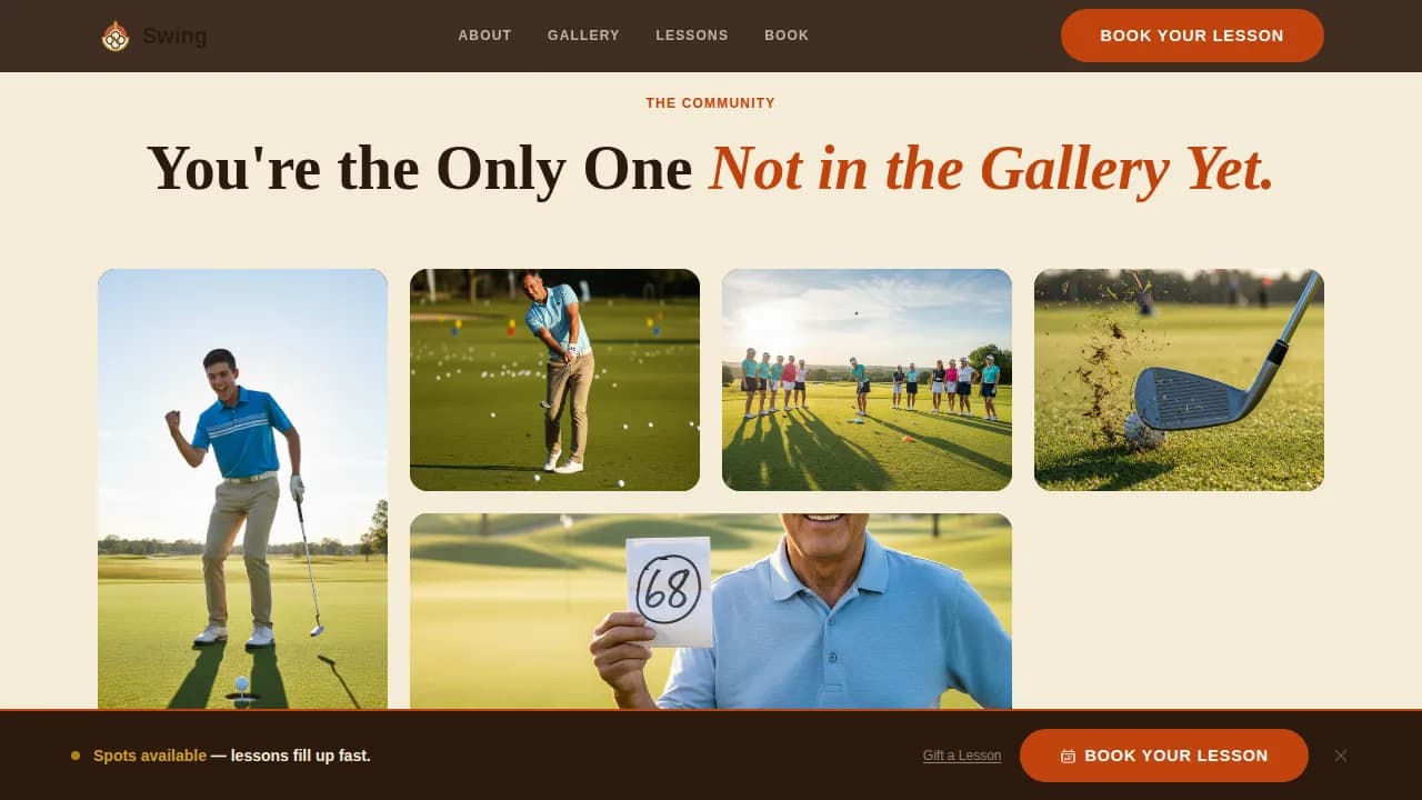 Ace — Professional Golf Booking Landing Page Template