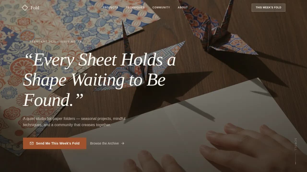 Crease — Premium Origami Blog Landing Page Template