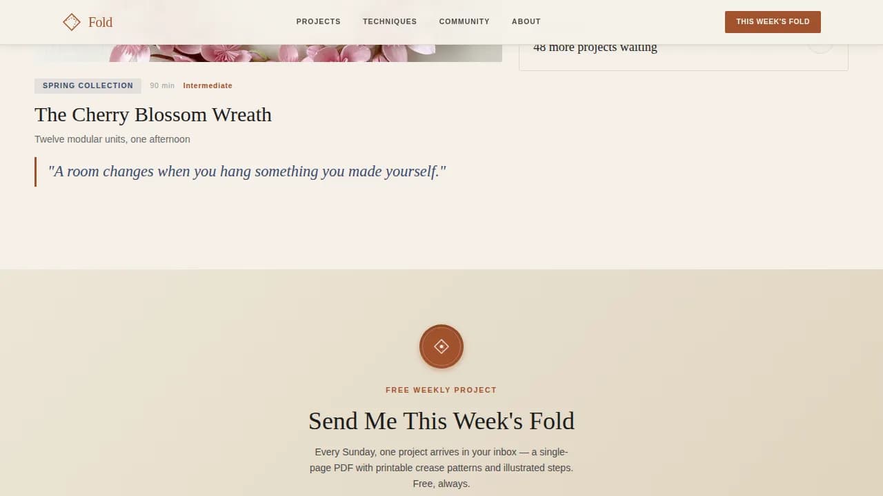 Crease — Premium Origami Blog Landing Page Template