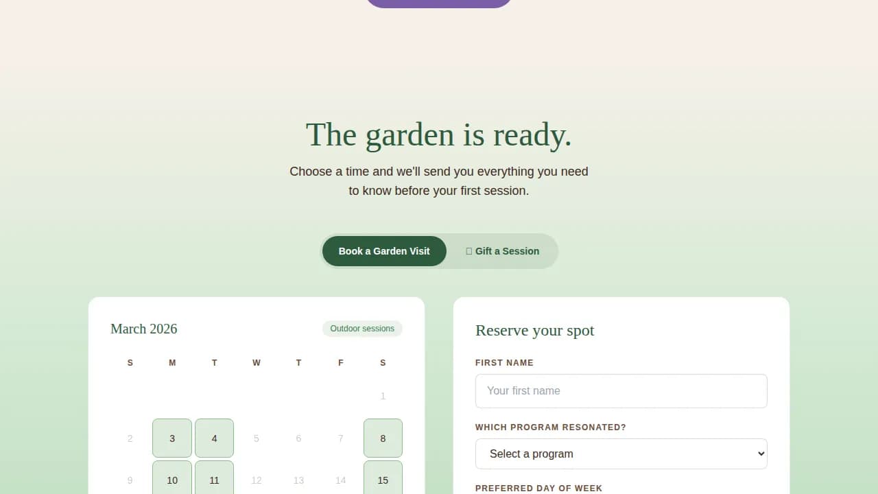 Wellness Modalities Booking Website Template