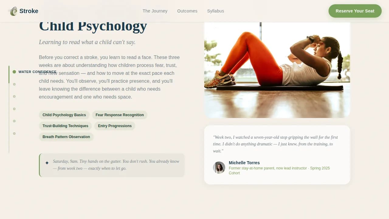 Aqua — Certified Swim Instructor Landing Page Template