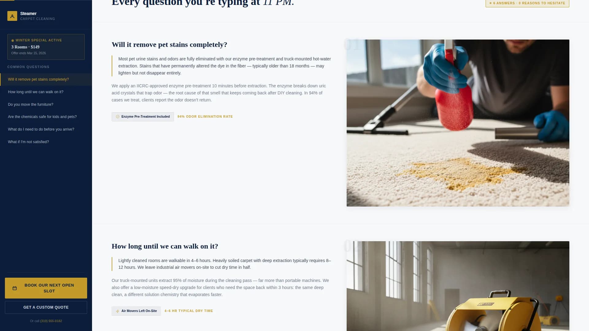 Carpet Cleaner Marketing Booking Website Template