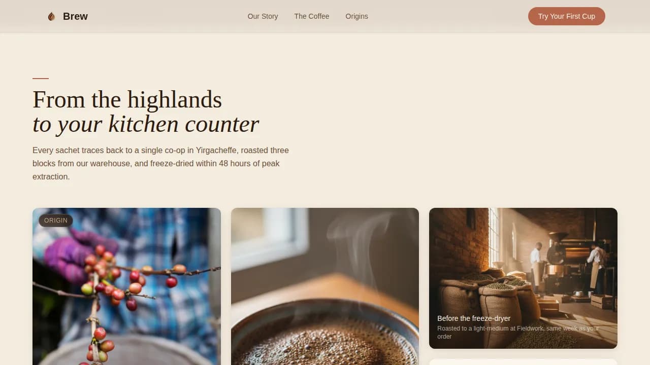 Coffee Roaster & Specialty Coffee Pricing Website Template