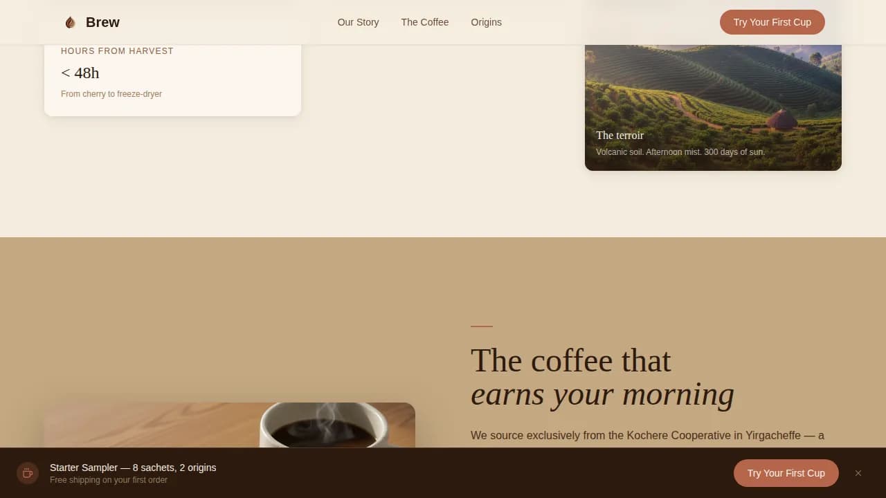 Coffee Roaster & Specialty Coffee Pricing Website Template
