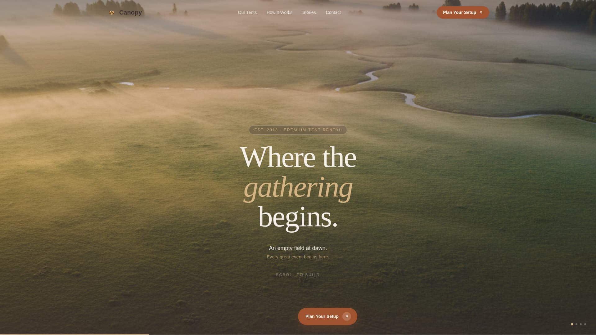 Canopy - Elegant Tentrental Landing Page Template