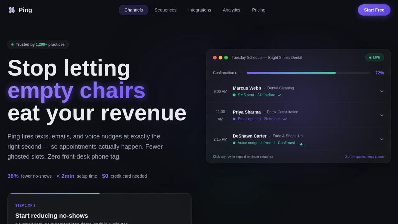 Ping - Smart Appointment Reminder SaaS Landing Page Template