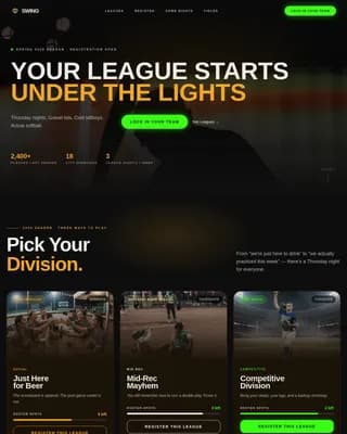 Softball Leagues Professional Website Template