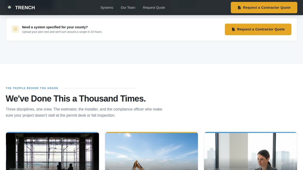 Trench — Reliable Excavation Contractor Landing Page Template