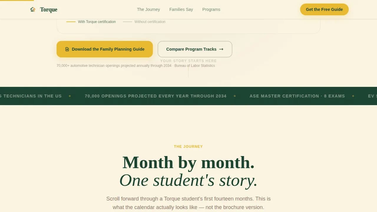 Torque — Expert Mechanic Training Academy Landing Page Template