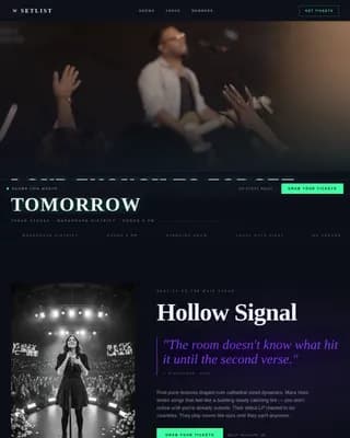Setlist — Compelling Live Music Venue Landing Page Template