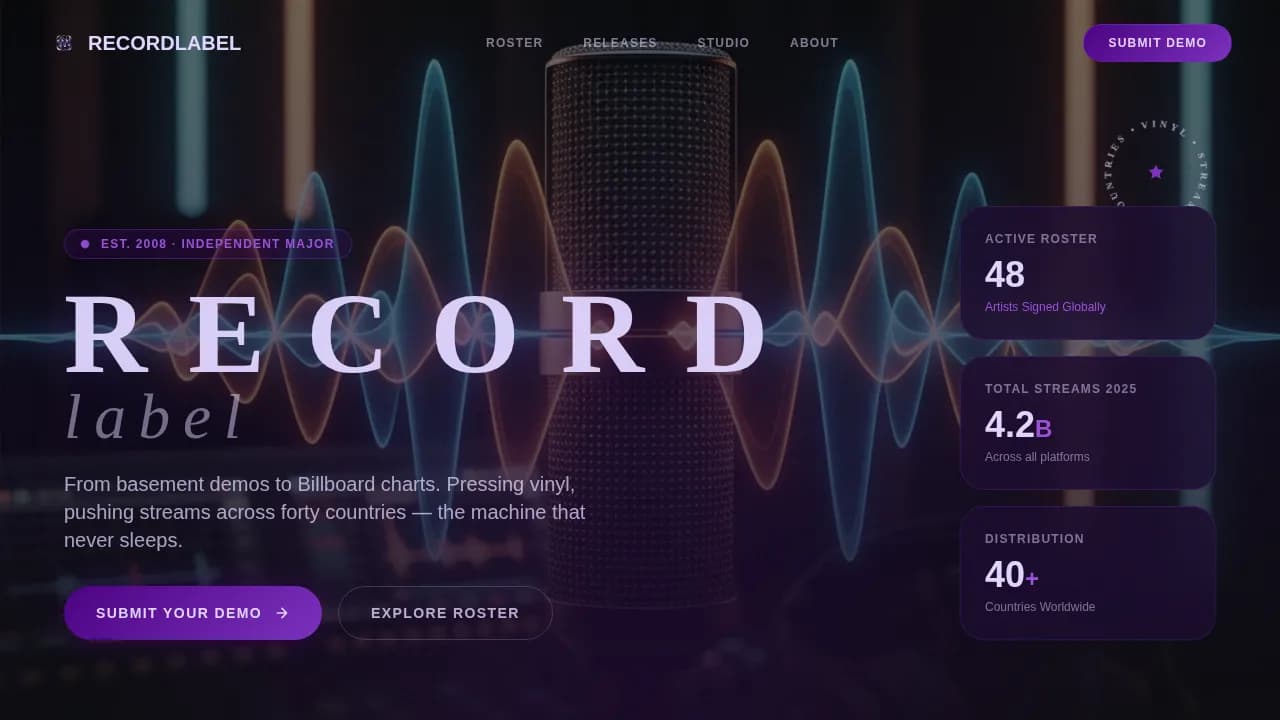 Catalog — Premium Music Label Platform Landing Page Template