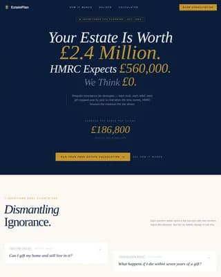 Estate & Succession Planning Cost Calculator Website Template