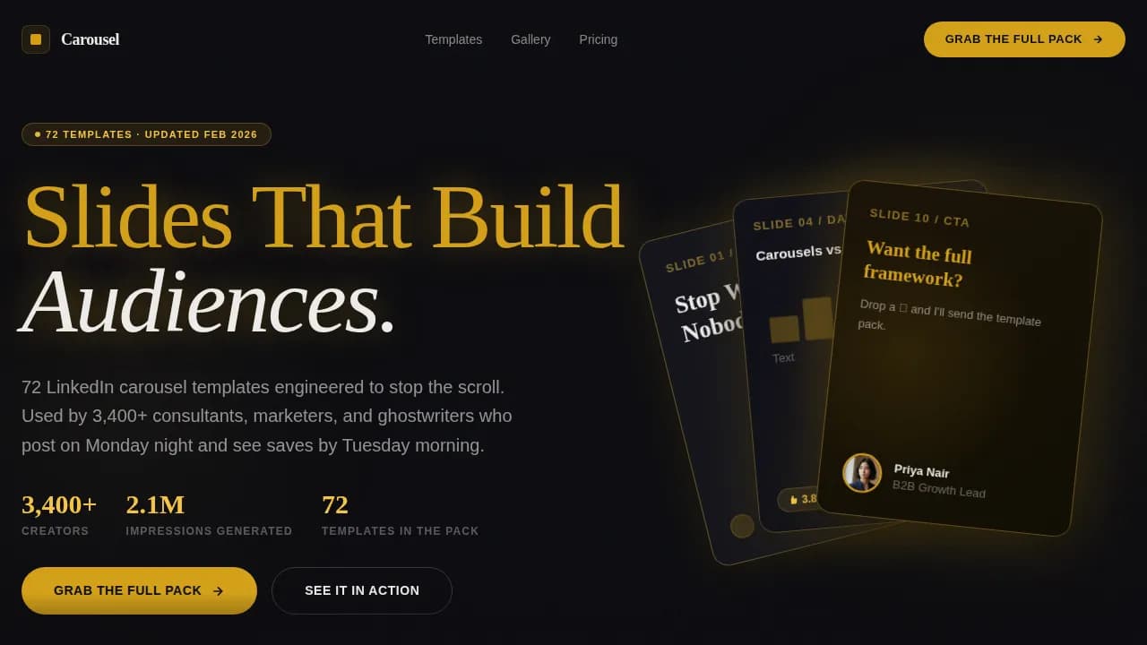 Carousel - Festival Energy LinkedIn Carousel Landing Page Template