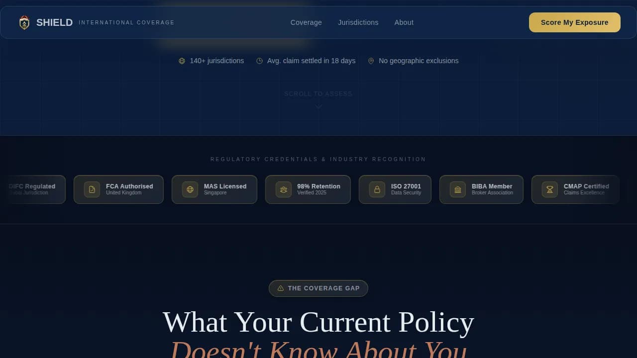 International Expat Insurance Booking Website Template