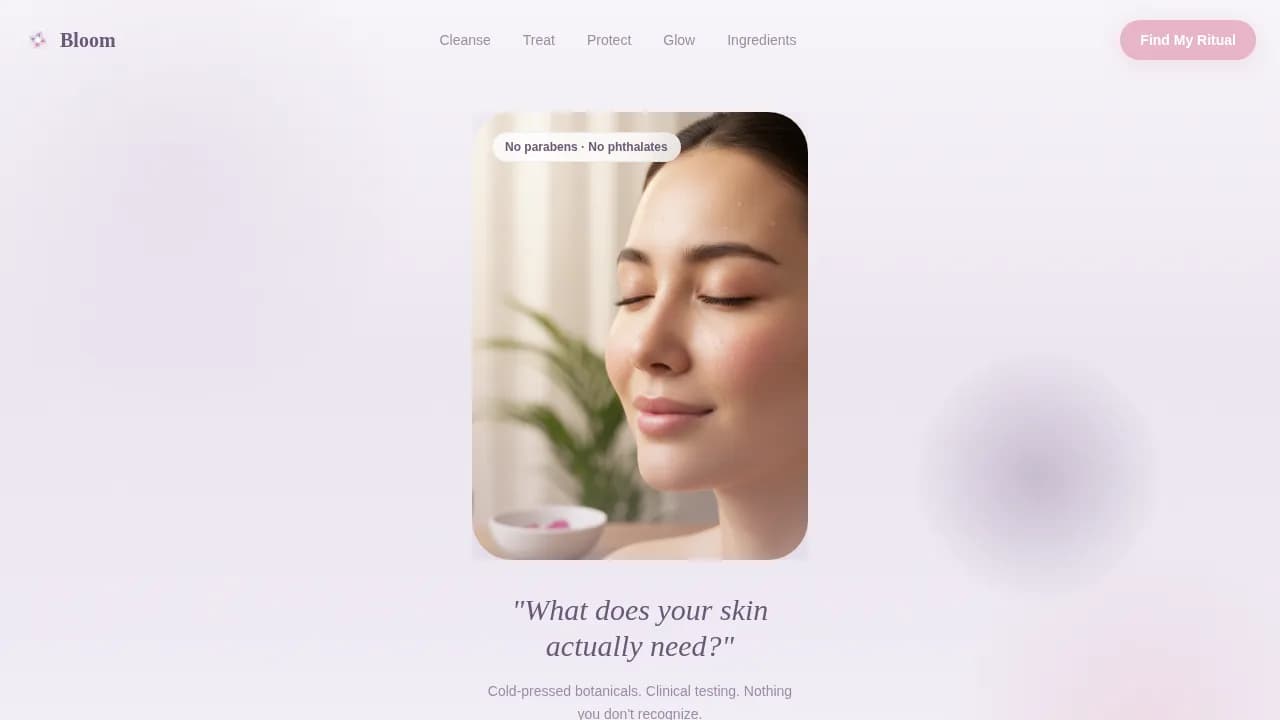 Bloom - Clean Beauty Ritual Landing Page Template