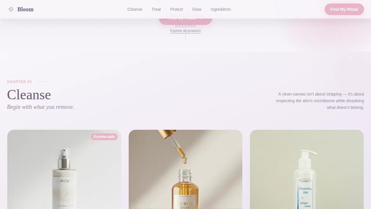 Bloom - Clean Beauty Ritual Landing Page Template
