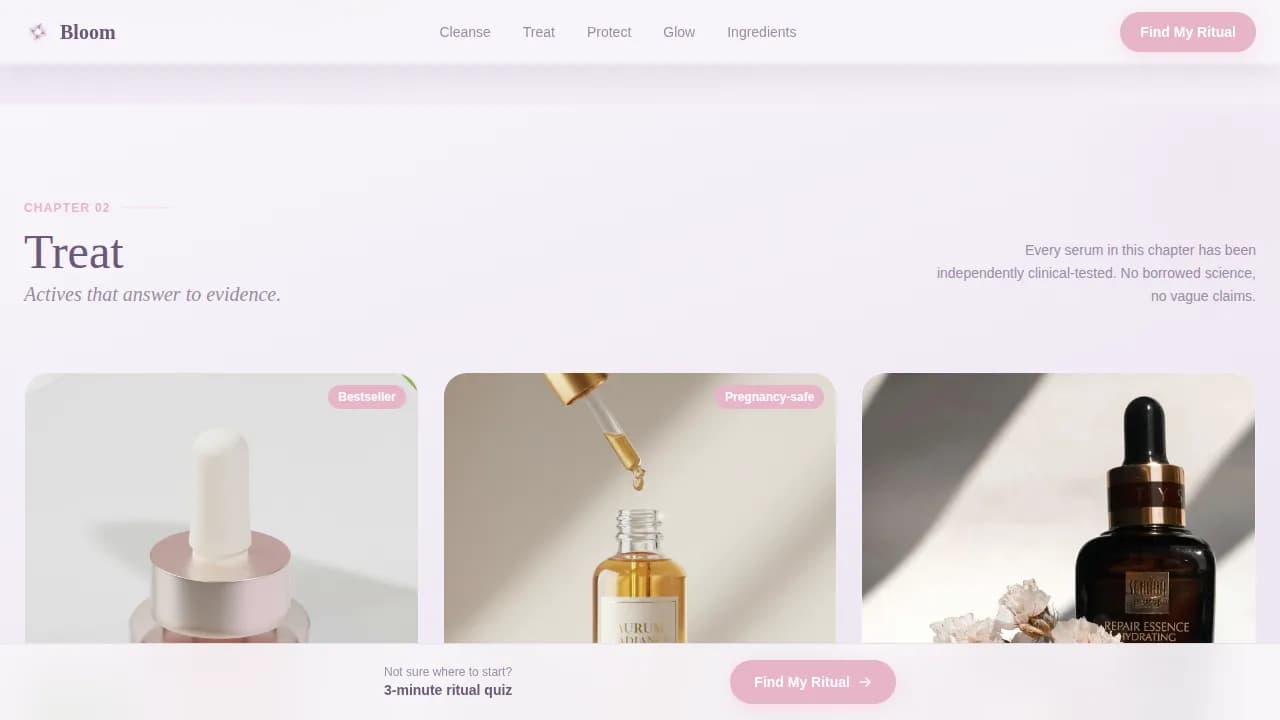 Bloom - Clean Beauty Ritual Landing Page Template