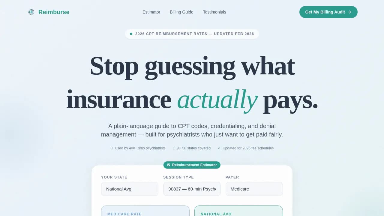 Psychiatrist Cost Calculator Website Template