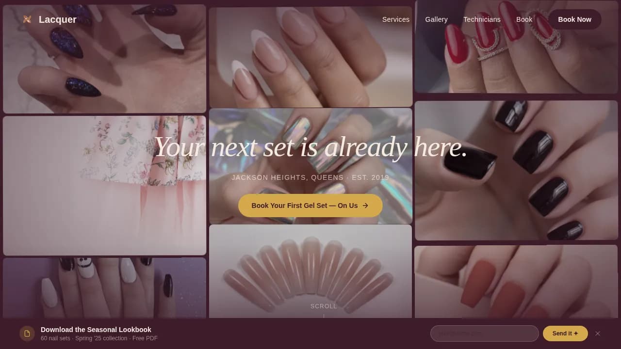 Lacquer — Immersive Nail Studio Landing Page Template