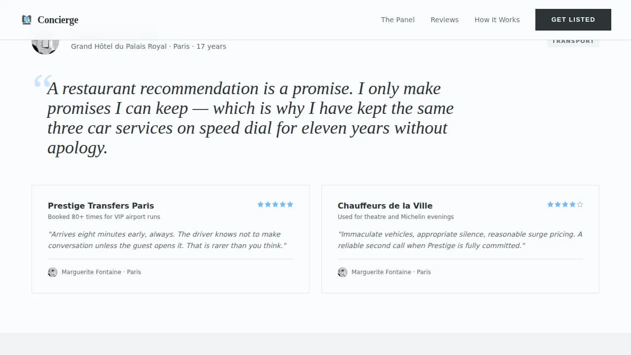 Hotel Concierge Reviews Website Template