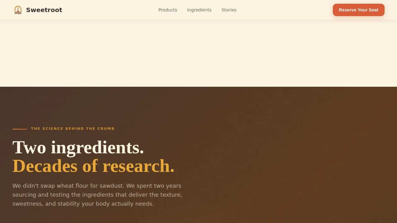Sweetroot — Diabetic-Friendly Bakery Landing Page Template
