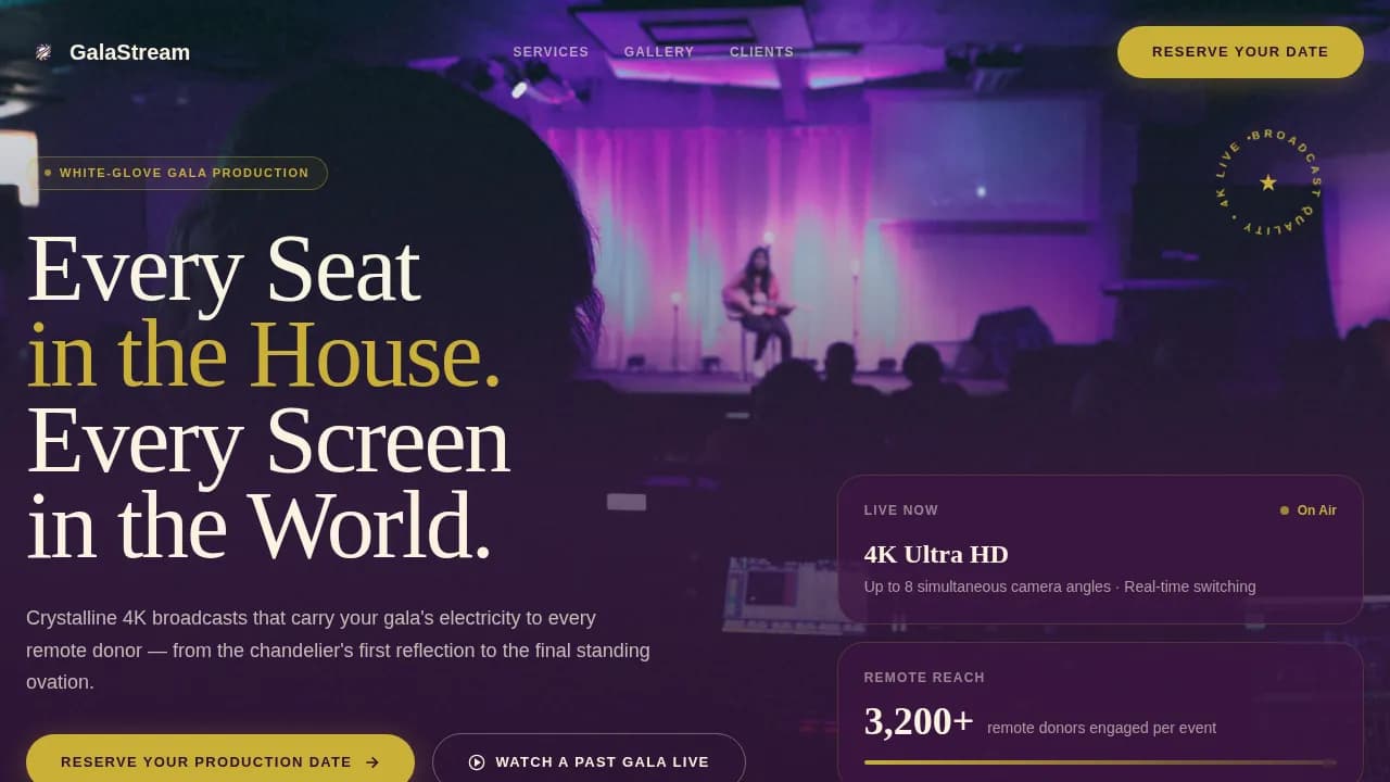Charity Gala Event Booking Website Template