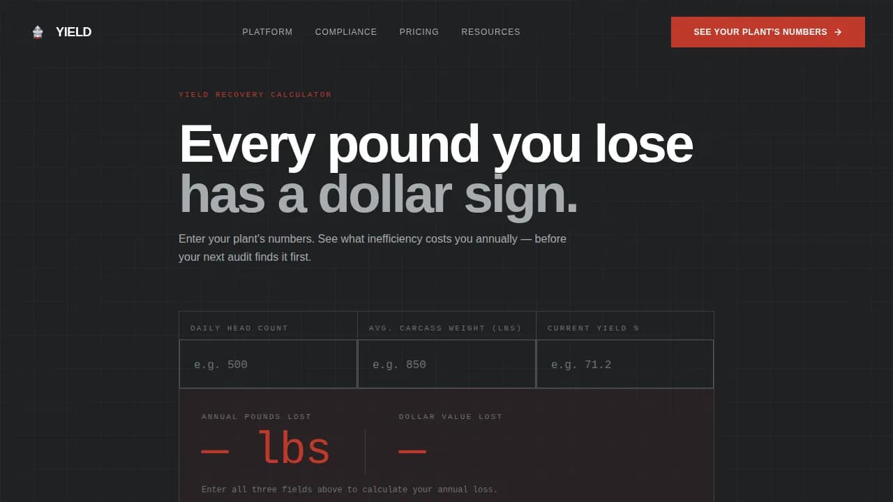Meat Processing Vertical SaaS Cost Calculator Website Template