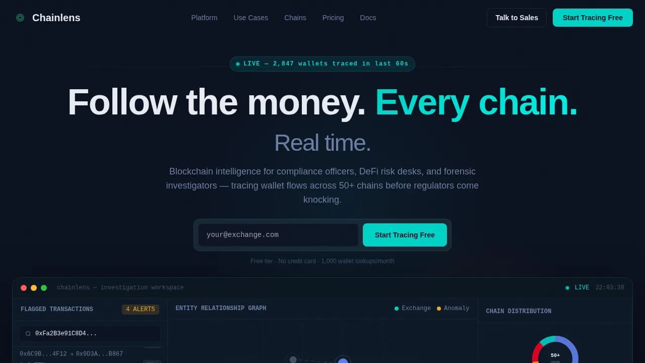 Compliance - On Chain Wallet Tracing Analytics Landing Page Template