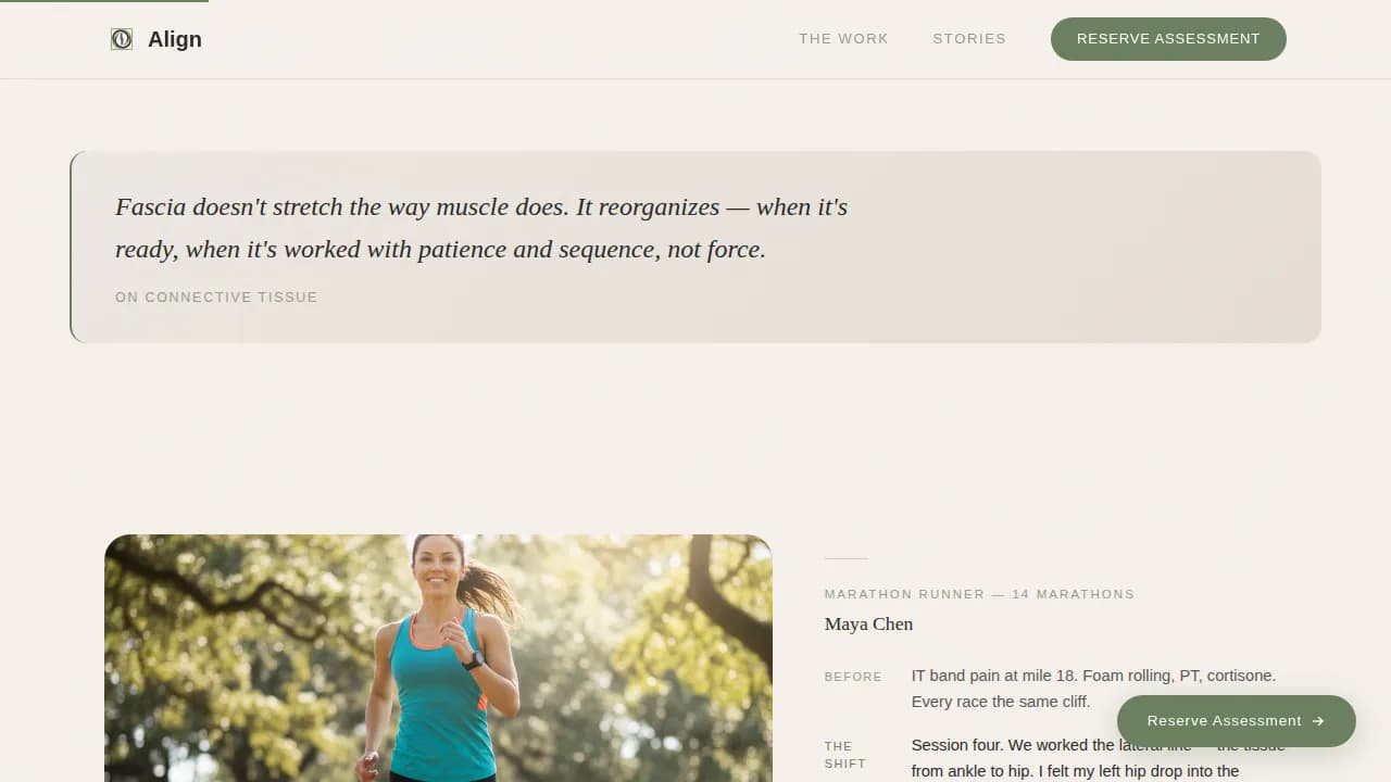 Align - Structural Integration Booking Landing Page Template