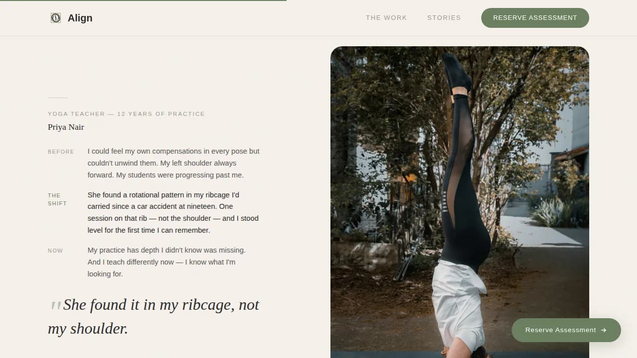 Align - Structural Integration Booking Landing Page Template