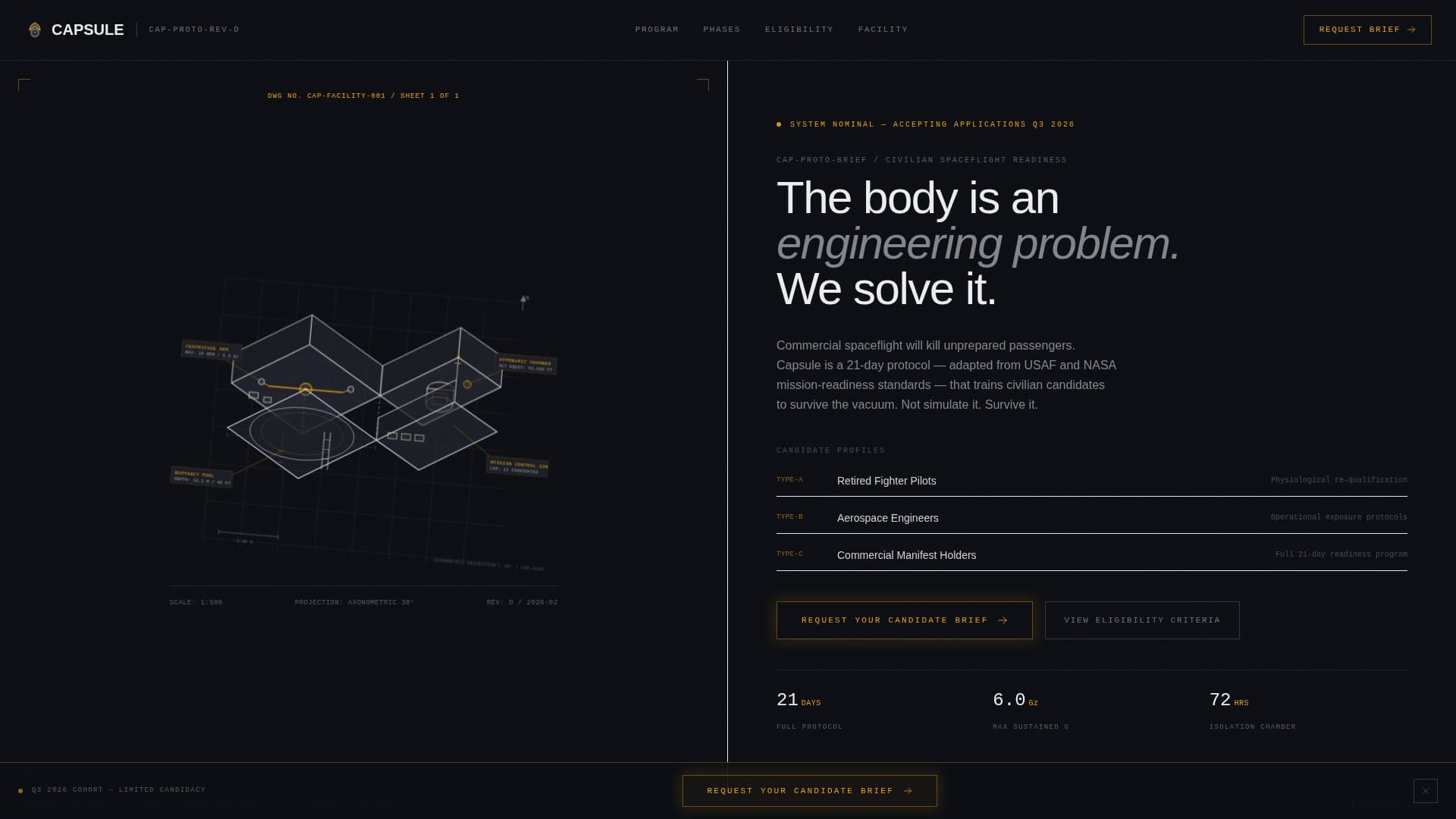 Capsule - Precision Astronauttraining Landing Page Template