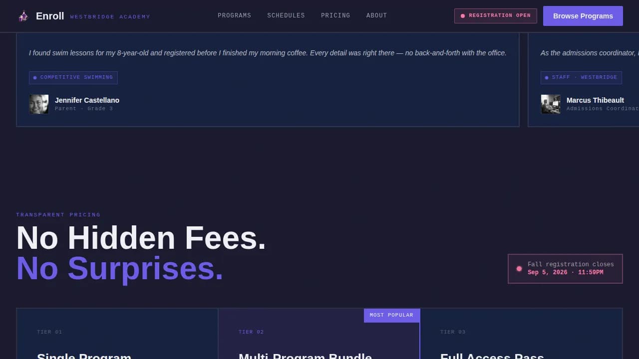 Enroll — Bold Education Programs Landing Page Template